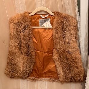 crop top rabbit fur coat  size L